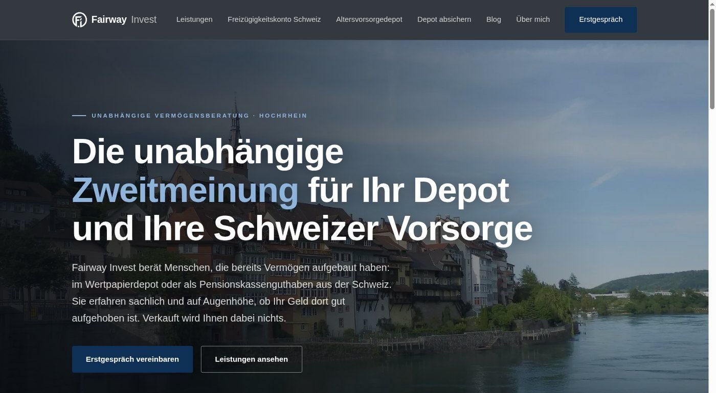 Web de Fairway Invest, asesoría patrimonial independiente en Bad Säckingen
